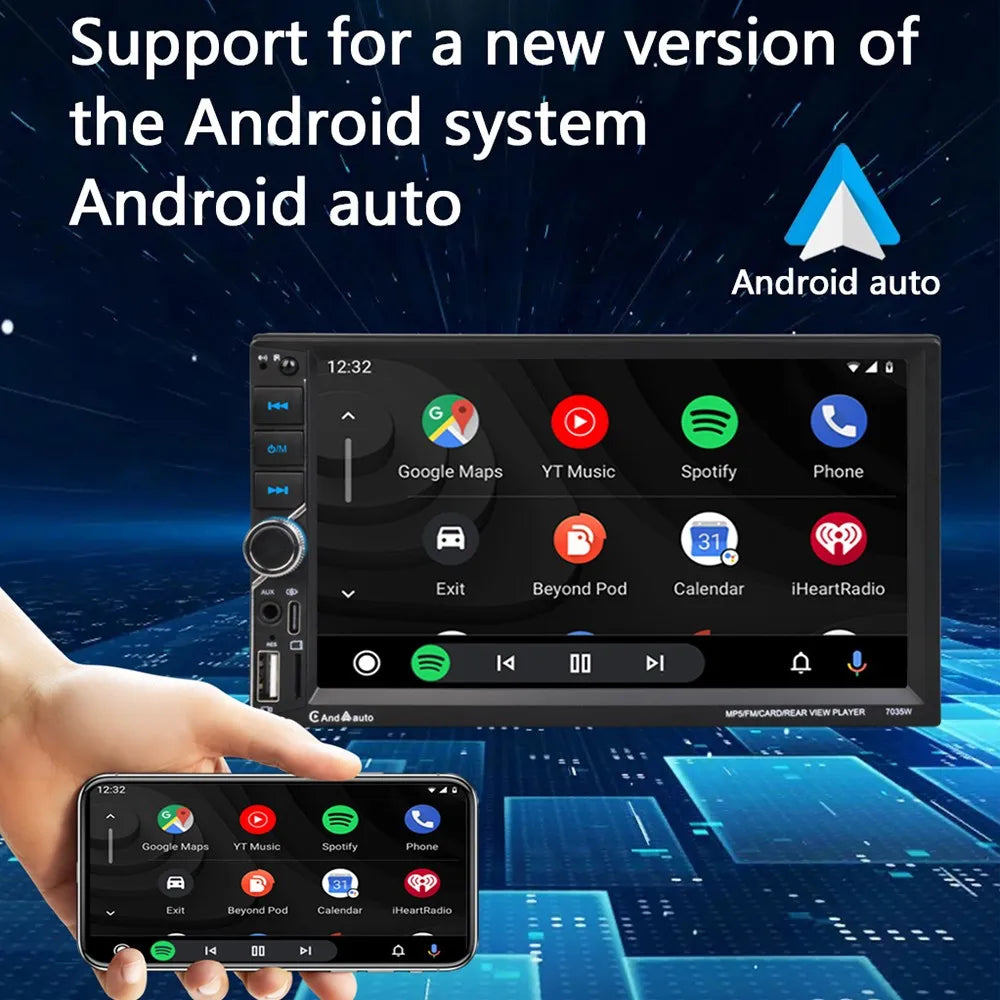 Draadloos Carplay en androidauto radio 7 inch 2 din