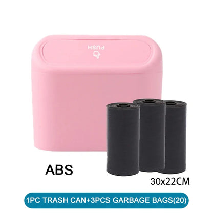 Car Trash Can (With Lid) Contains 60 (300) Garbage Bags, Small Car Trash Can, Leak-Proof Mini Car Accessories